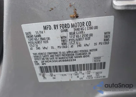 2014 Ford Edge Se from USA, damaged, VIN 2FMDK3GC2EBB82234